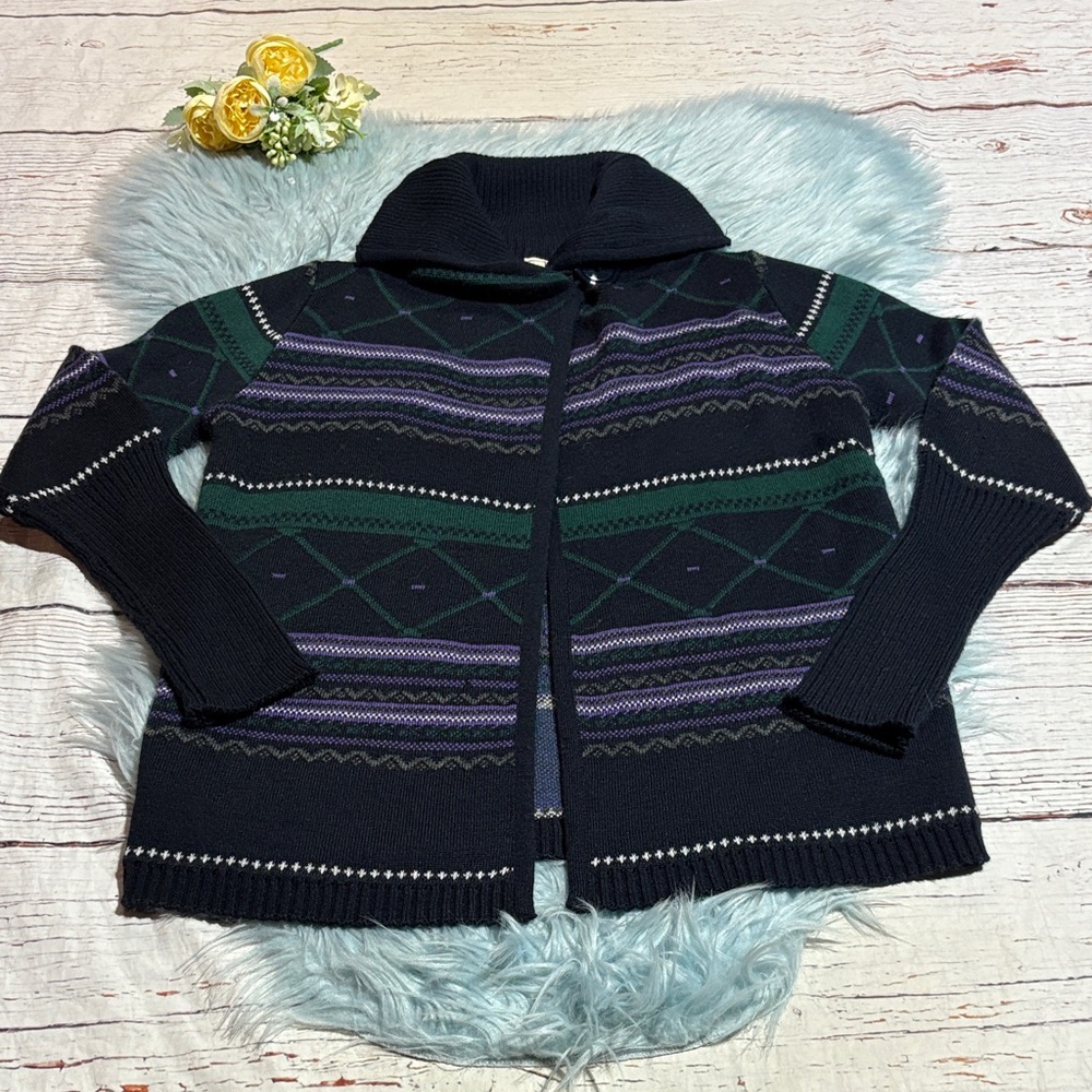 S Woman’s Wool Acrylic Knit Nordic Button Cardigan Sweater sz S